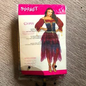 Gypsy dress with coin embellishments paisley layered tulle skirt adult 6 to 10